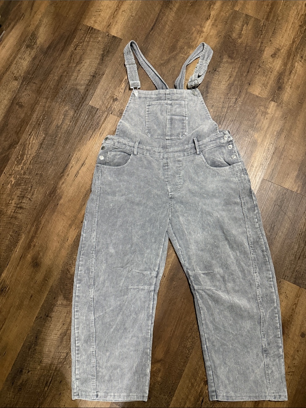 Women's Gray Corduroy Barrel leg  Overalls